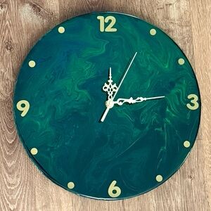 Elegant Green and Gold Wall Clock